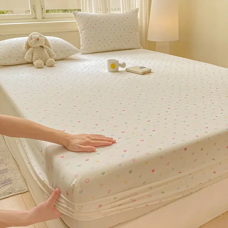 Class a Maternal and Infant Grade Double-Layer Gauze Fitted Sheet Set, Three-Piece Set, Pure Cotton Feel, All-Season Mattress Protector, Full-Cover Bed Cover — feature 32