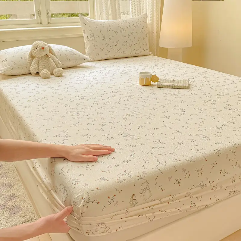 Class a Maternal and Infant Grade Double-Layer Gauze Fitted Sheet Set, Three-Piece Set, Pure Cotton Feel, All-Season Mattress Protector, Full-Cover Bed Cover — feature 33