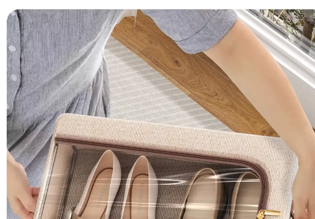 Shoe Storage Organizer, Foldable and Thickened Dust-Proof Tianshan Cotton and Linen Shoe Box for Home Bedroom Under-Bed Shoe Storage — feature 10