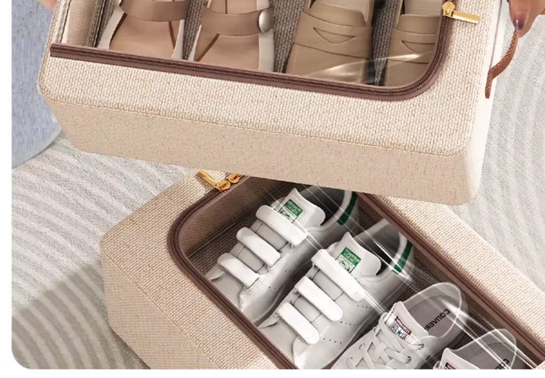 Shoe Storage Organizer, Foldable and Thickened Dust-Proof Tianshan Cotton and Linen Shoe Box for Home Bedroom Under-Bed Shoe Storage — feature 11