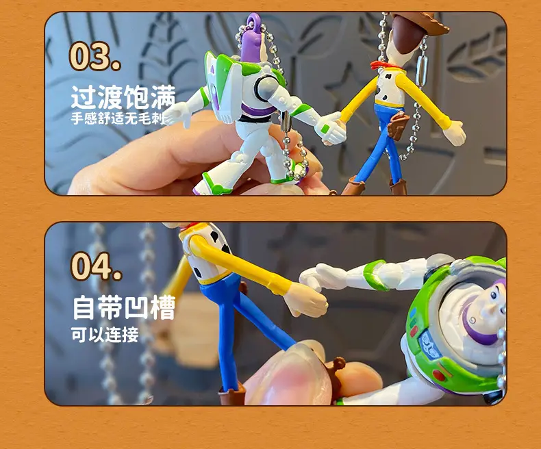Authentic Toy Story Hand-In-Hand Couple Keychain Cartoon Woody and Buzz Lightyear Doll Keychain Pendant — feature 10