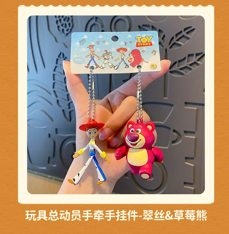 Authentic Toy Story Hand-In-Hand Couple Keychain Cartoon Woody and Buzz Lightyear Doll Keychain Pendant — feature 12