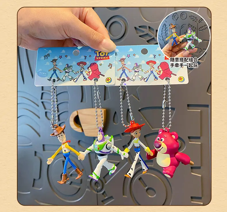 Authentic Toy Story Hand-In-Hand Couple Keychain Cartoon Woody and Buzz Lightyear Doll Keychain Pendant — feature 14