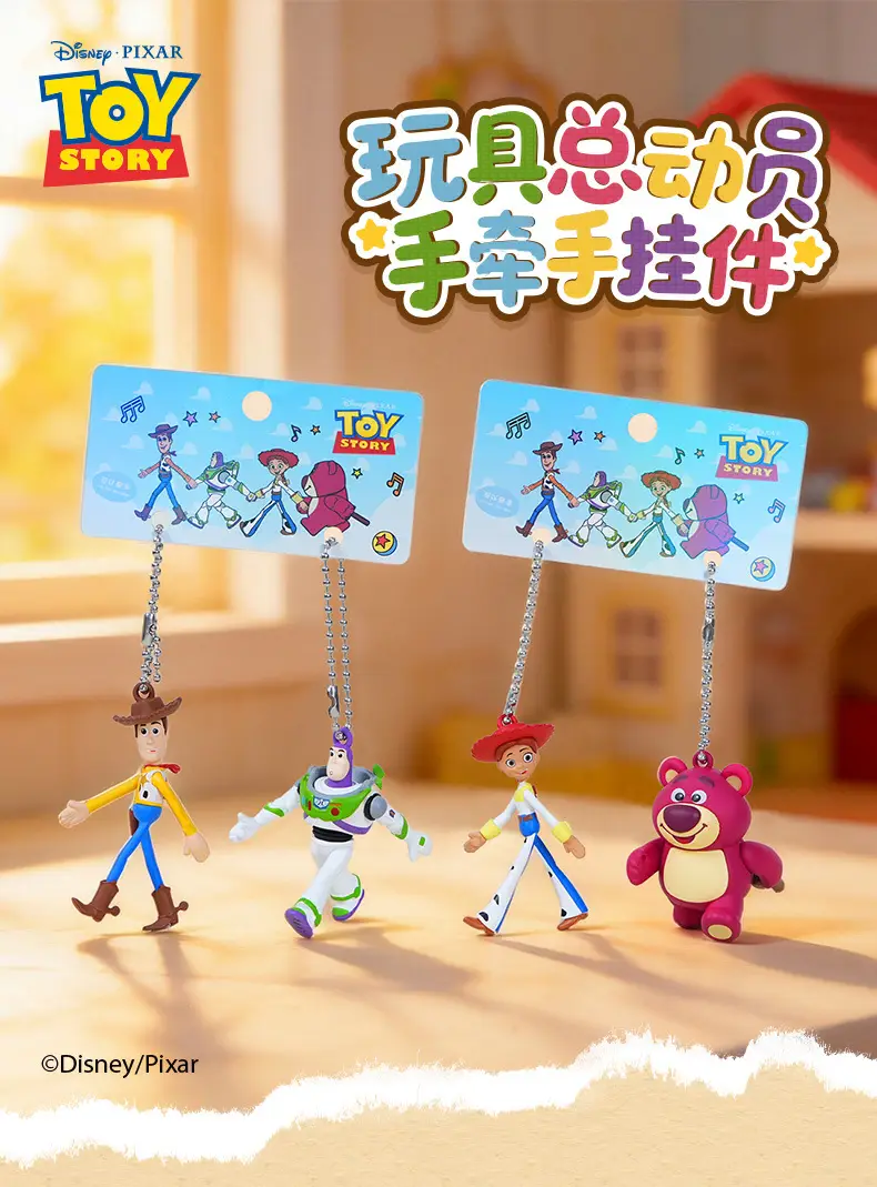 Authentic Toy Story Hand-In-Hand Couple Keychain Cartoon Woody and Buzz Lightyear Doll Keychain Pendant — feature 4
