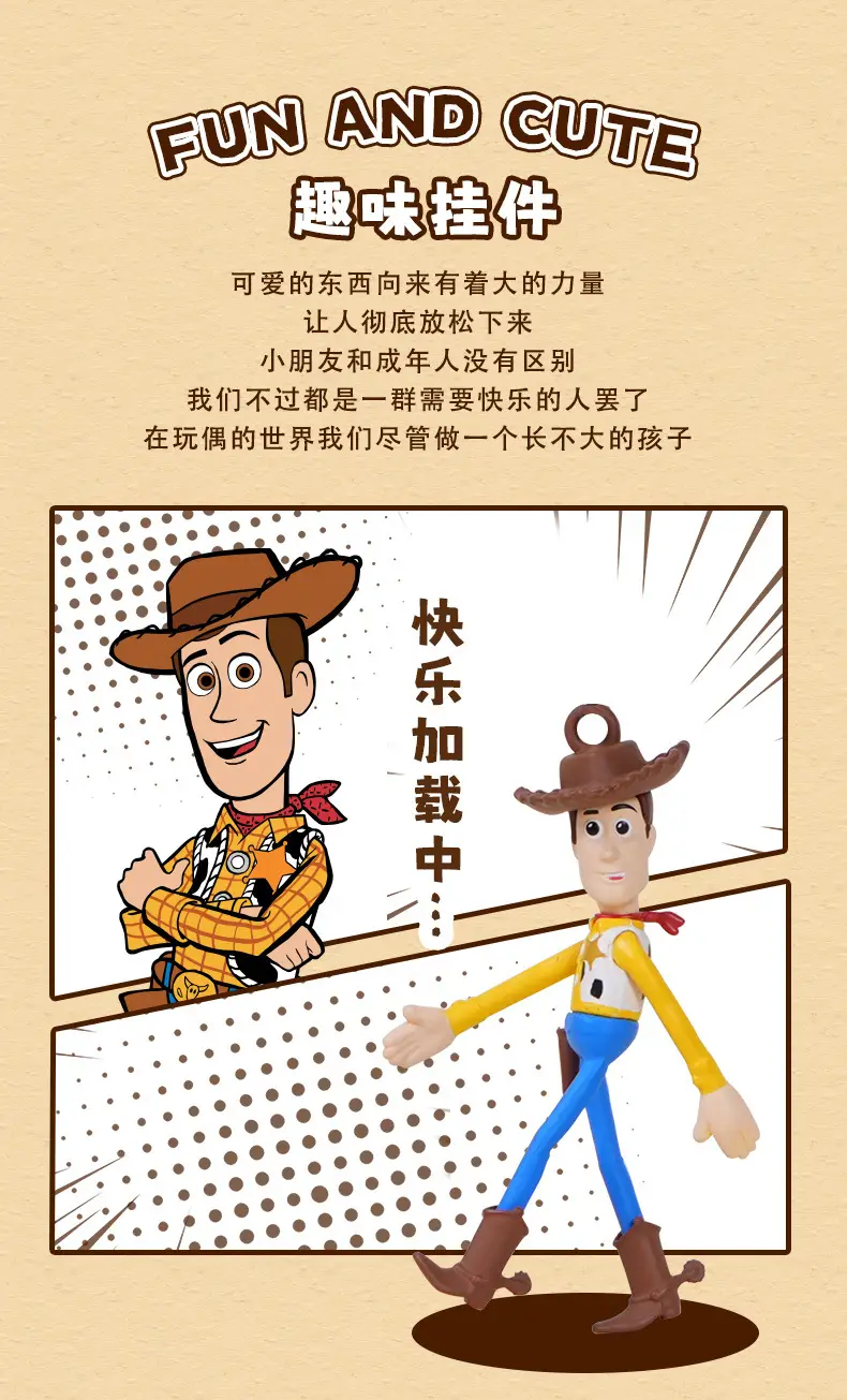 Authentic Toy Story Hand-In-Hand Couple Keychain Cartoon Woody and Buzz Lightyear Doll Keychain Pendant — feature 5