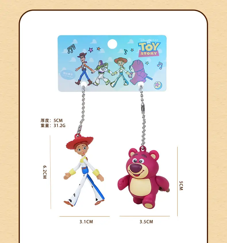 Authentic Toy Story Hand-In-Hand Couple Keychain Cartoon Woody and Buzz Lightyear Doll Keychain Pendant — feature 7