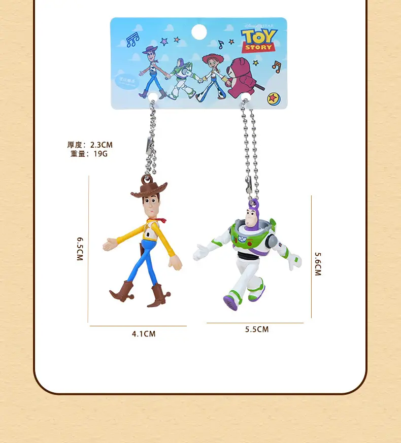 Authentic Toy Story Hand-In-Hand Couple Keychain Cartoon Woody and Buzz Lightyear Doll Keychain Pendant — feature 8