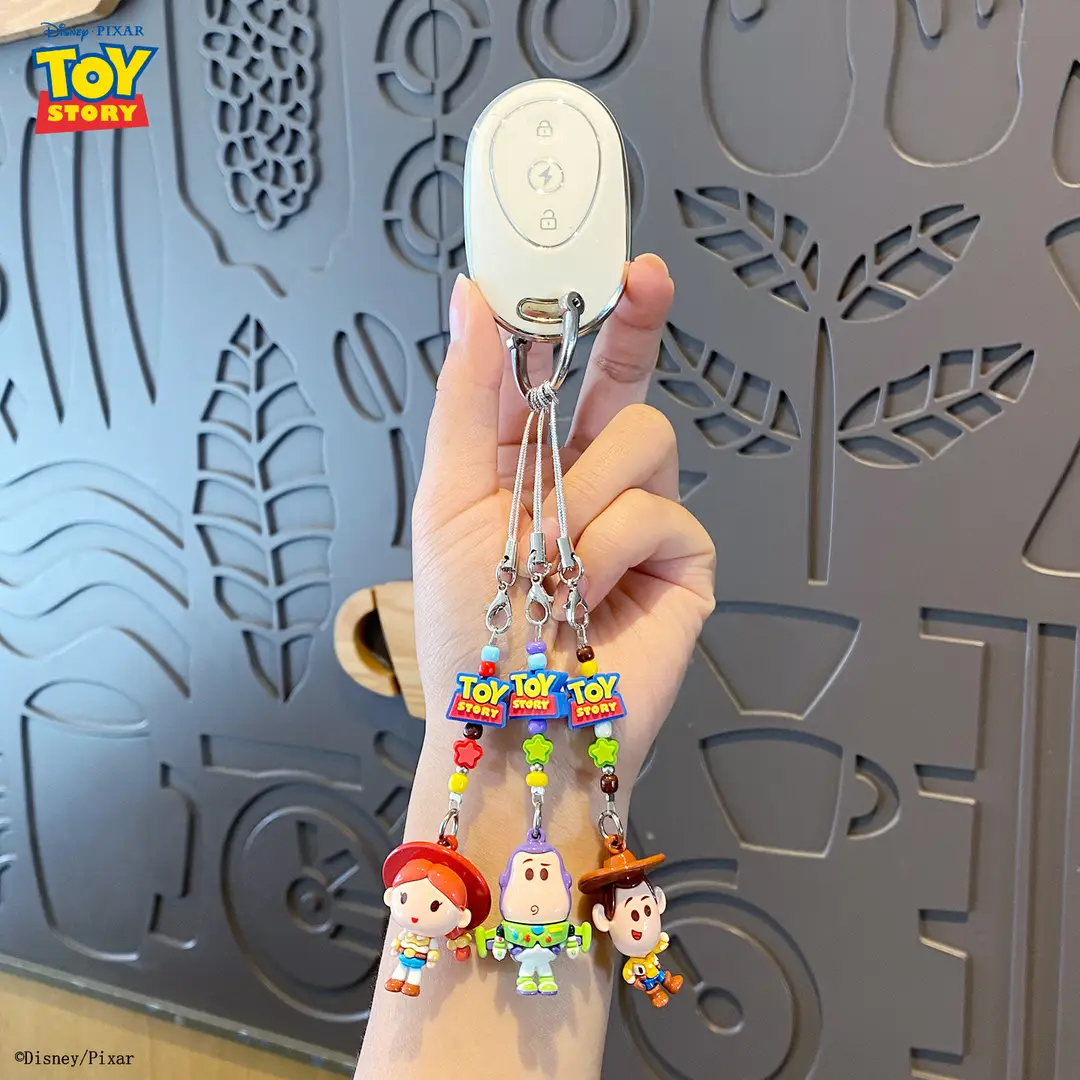Authentic Toy Story Woody Cute Beaded Keychain, Adorable Buzz Lightyear Couple Phone Chain and Bag Pendant