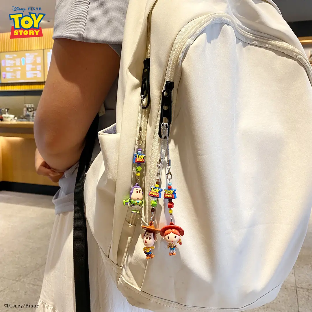 Authentic Toy Story Woody Cute Beaded Keychain, Adorable Buzz Lightyear Couple Phone Chain and Bag Pendant