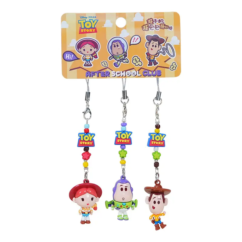 Authentic Toy Story Woody Cute Beaded Keychain, Adorable Buzz Lightyear Couple Phone Chain and Bag Pendant