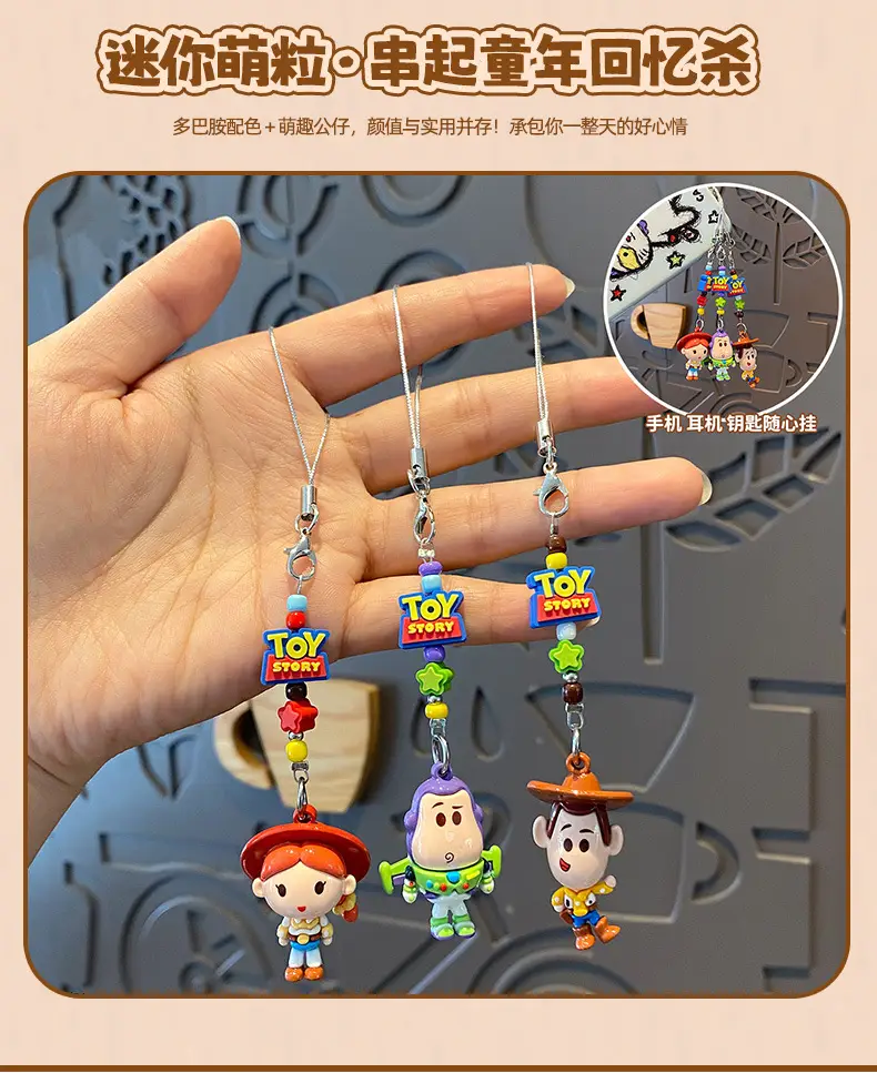 Authentic Toy Story Woody Cute Beaded Keychain, Adorable Buzz Lightyear Couple Phone Chain and Bag Pendant — feature 6