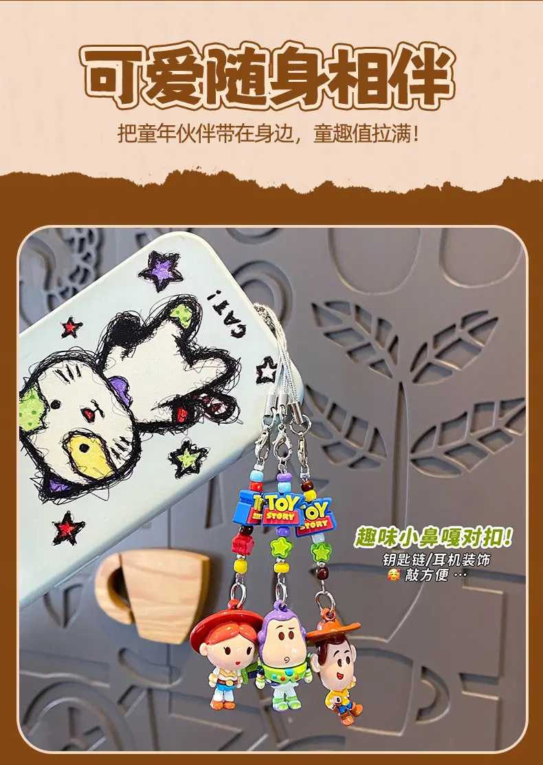 Authentic Toy Story Woody Cute Beaded Keychain, Adorable Buzz Lightyear Couple Phone Chain and Bag Pendant — feature 9