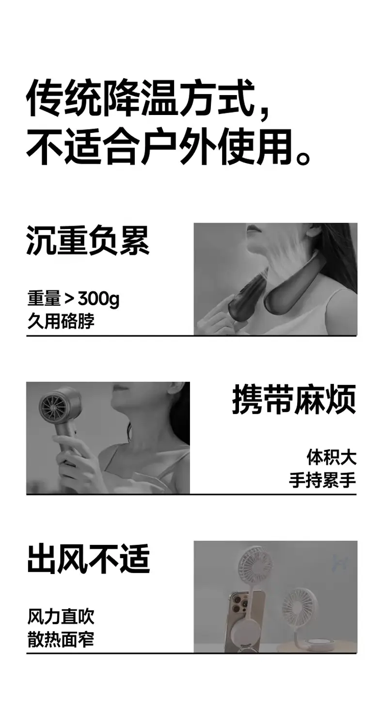 New Product for Distribution: Outdoor Portable Mini Fan, Bladeless Neck Fan, USB Rechargeable Clip-On Fan — feature 1
