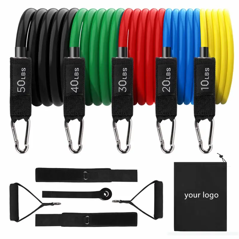 Amazon 11-Piece Fitness Resistance Rope Set for Home Use Tpe Yoga Resistance Equipment Multi-Functional Elastic Rope Set