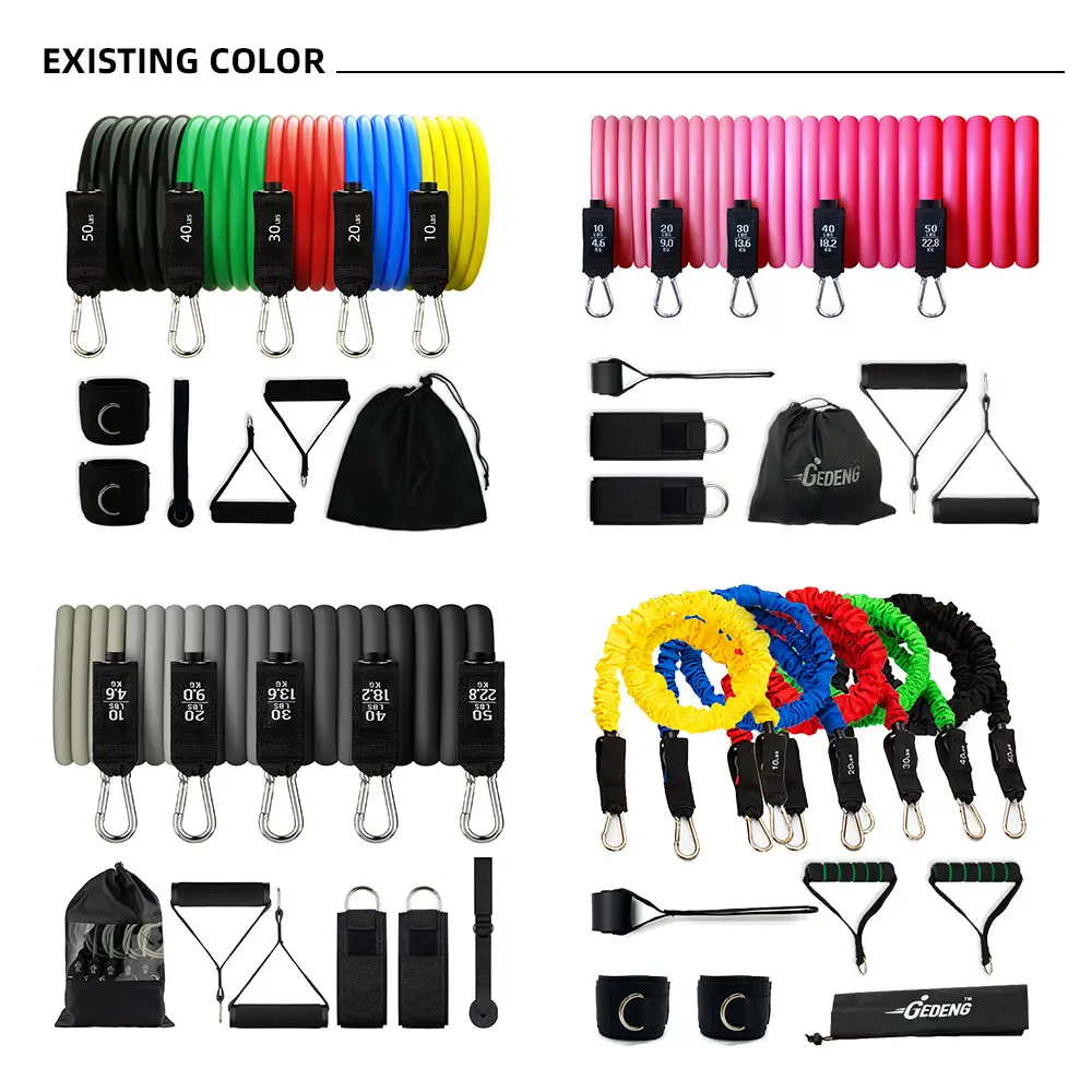 Amazon 11-Piece Fitness Resistance Rope Set for Home Use Tpe Yoga Resistance Equipment Multi-Functional Elastic Rope Set