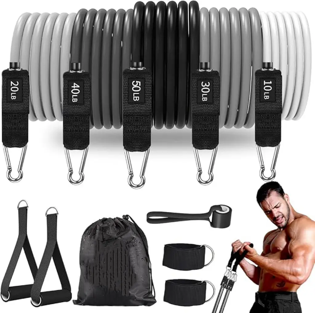 Amazon 11-Piece Fitness Resistance Rope Set for Home Use Tpe Yoga Resistance Equipment Multi-Functional Elastic Rope Set