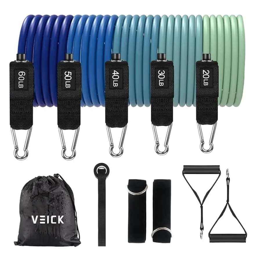 Amazon 11-Piece Fitness Resistance Rope Set for Home Use Tpe Yoga Resistance Equipment Multi-Functional Elastic Rope Set