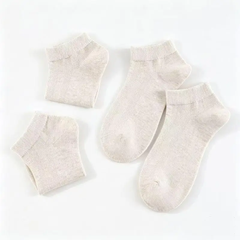Spring and Summer Hemp Socks for Men and Women, High-Elastic Rubber Band Cuff Mid-Calf Socks, Non-Slip, No-Slip Heel Short Socks, Couple's Matching Long Socks