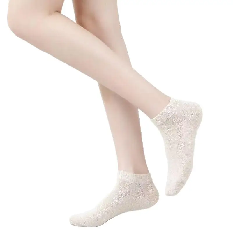 Spring and Summer Hemp Socks for Men and Women, High-Elastic Rubber Band Cuff Mid-Calf Socks, Non-Slip, No-Slip Heel Short Socks, Couple's Matching Long Socks