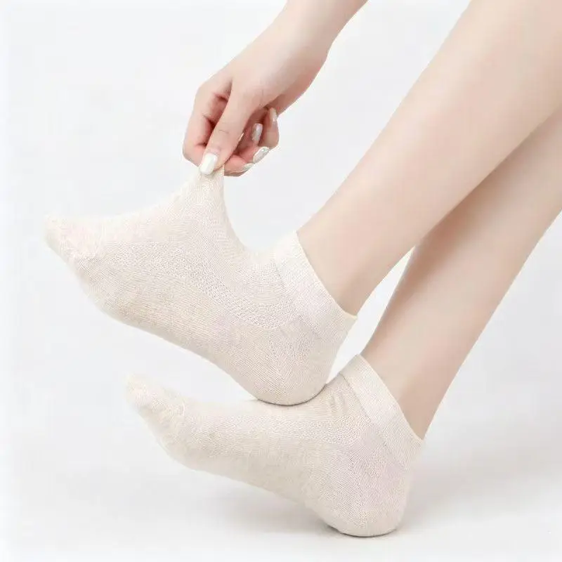 Spring and Summer Hemp Socks for Men and Women, High-Elastic Rubber Band Cuff Mid-Calf Socks, Non-Slip, No-Slip Heel Short Socks, Couple's Matching Long Socks — feature 15
