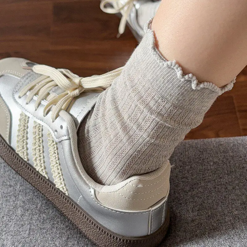 Socks for Women, Thin Summer Style, 2026 New Model, Mid-Calf White Socks, Spring Style, Slouch Socks, Korean Style, Mesh, Breathable, Sweat-Absorbing