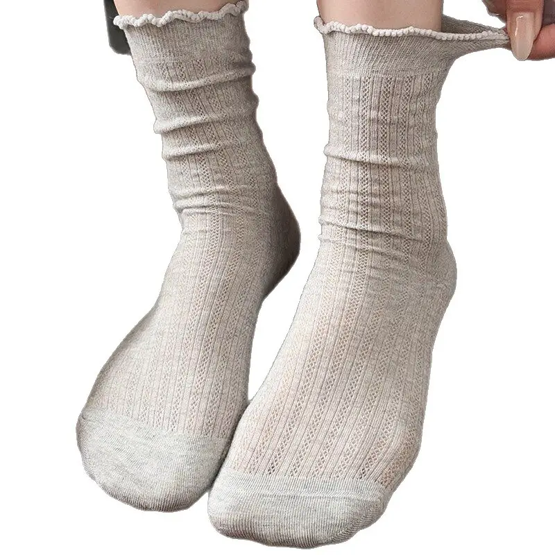 Socks for Women, Thin Summer Style, 2026 New Model, Mid-Calf White Socks, Spring Style, Slouch Socks, Korean Style, Mesh, Breathable, Sweat-Absorbing