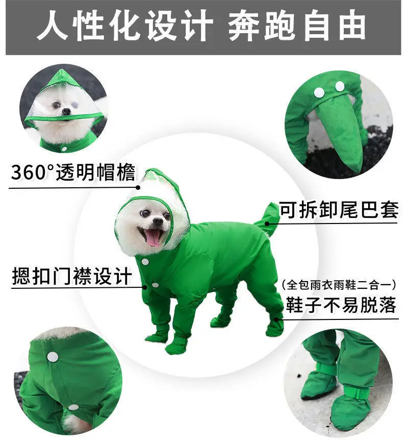 Dog Raincoat with Full Coverage for All Four Legs, Waterproof, for Small Dogs Like Bichon, Teddy, Pomeranian, and Schnauzer — feature 4