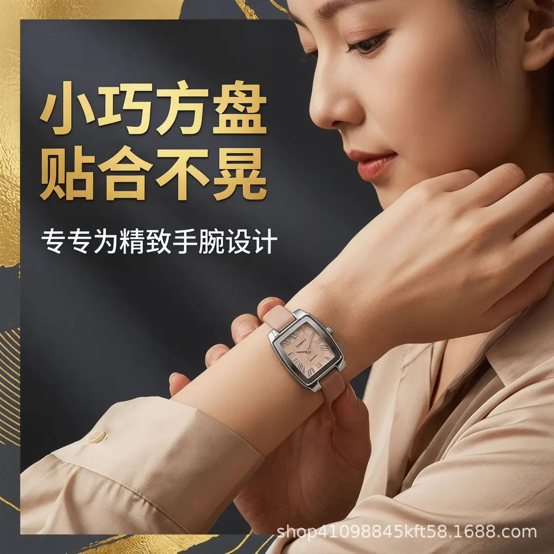 Light Luxury Retro Small Square Watch for Women, Leather Strap Quartz Watch, Fashionable and Versatile, Breathable and Non-Stuffy Wristwatch — feature 3