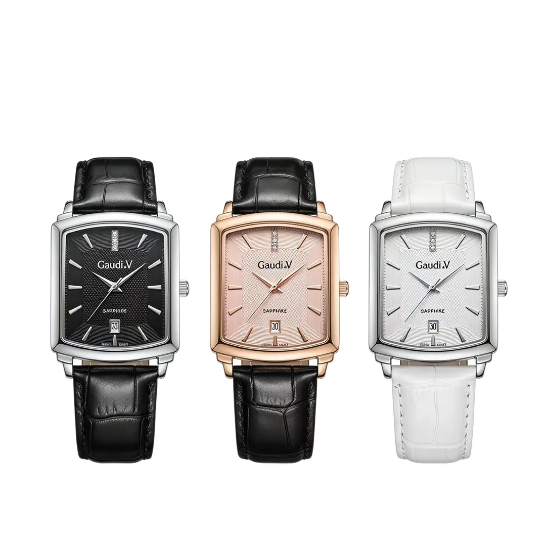 Gaudi.V Retro Square Quartz Women's Watch with Genuine Leather Strap, Simple and Versatile, Light Luxury, Niche, High-End Feel Wristwatch