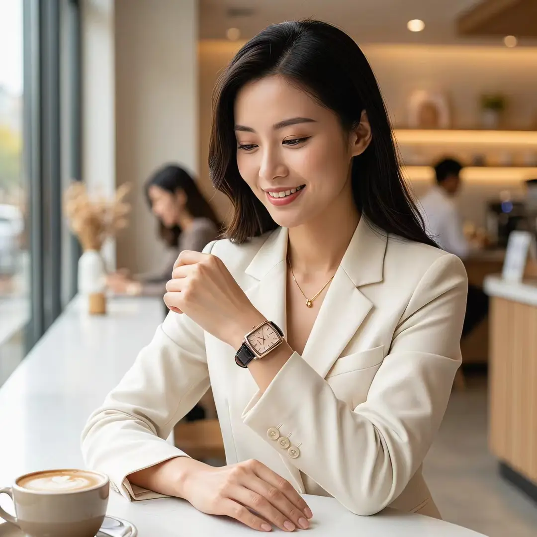 Gaudi.V Retro Square Quartz Women's Watch with Genuine Leather Strap, Simple and Versatile, Light Luxury, Niche, High-End Feel Wristwatch — feature 4