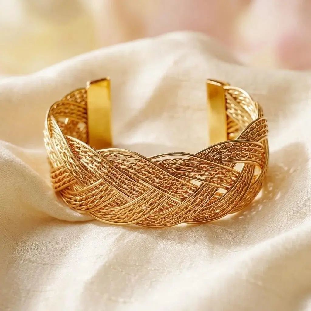 Hollow Wave-Shaped Korean-Style Multi-Layer Metal Arm Bracelet, European and American Cross-Border Minimalist Style Bracelet, New Light Luxury Elegant Bracelet for Women