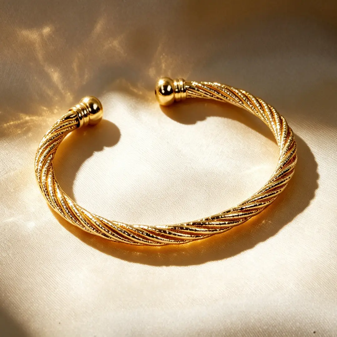 Hollow Wave-Shaped Korean-Style Multi-Layer Metal Arm Bracelet, European and American Cross-Border Minimalist Style Bracelet, New Light Luxury Elegant Bracelet for Women