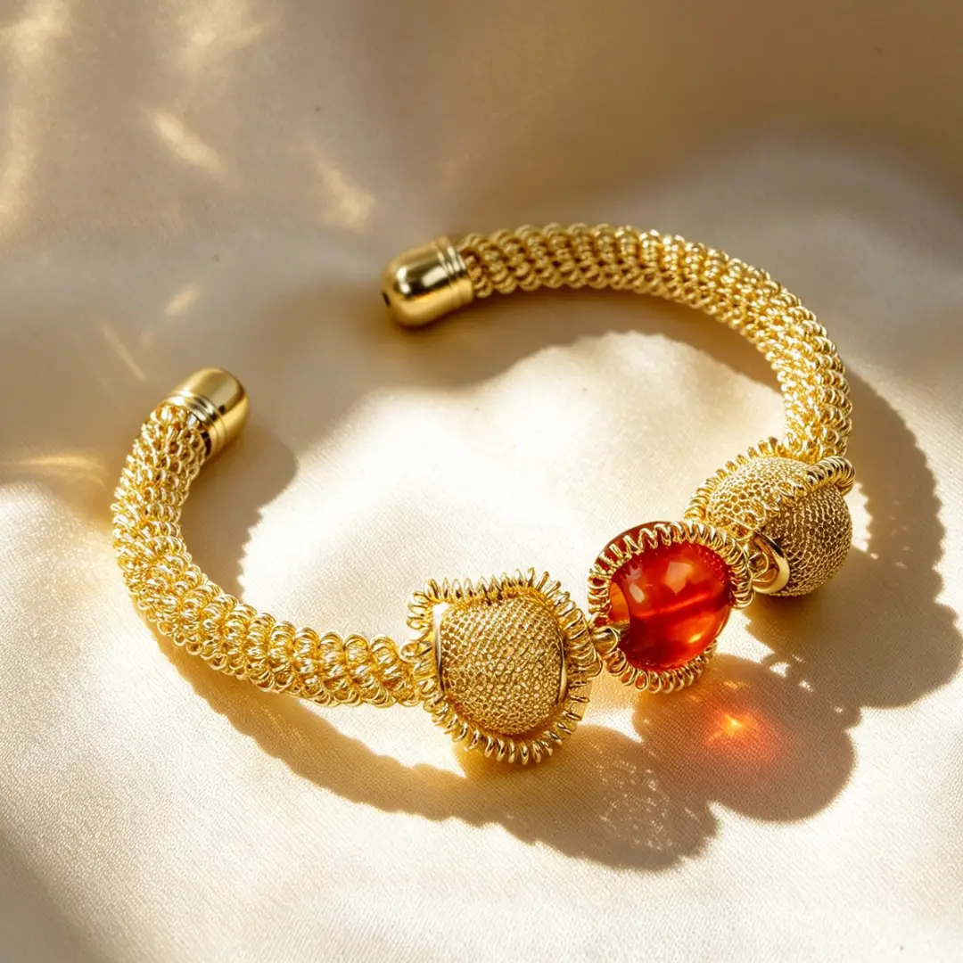 Hollow Wave-Shaped Korean-Style Multi-Layer Metal Arm Bracelet, European and American Cross-Border Minimalist Style Bracelet, New Light Luxury Elegant Bracelet for Women