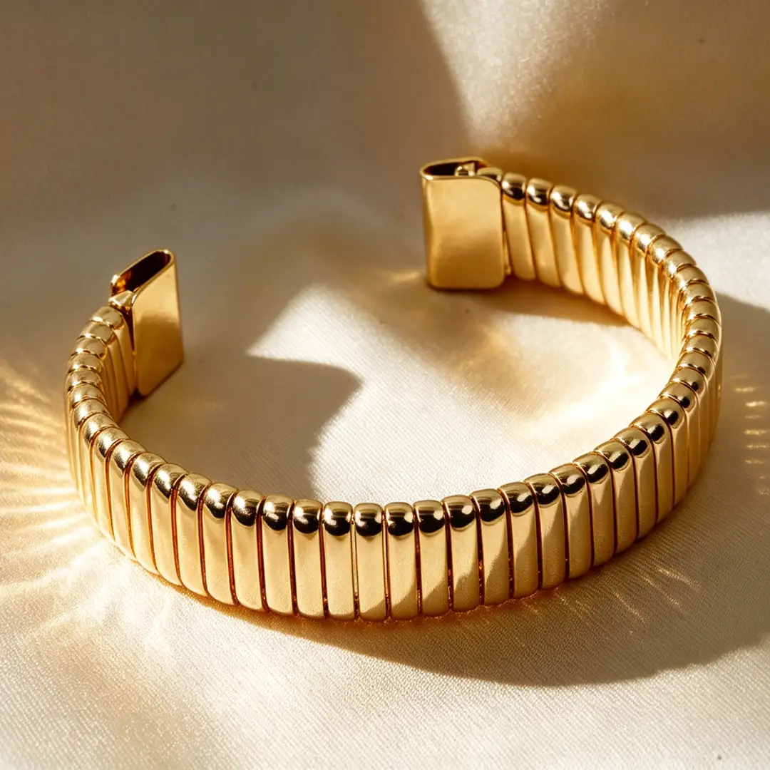 Hollow Wave-Shaped Korean-Style Multi-Layer Metal Arm Bracelet, European and American Cross-Border Minimalist Style Bracelet, New Light Luxury Elegant Bracelet for Women