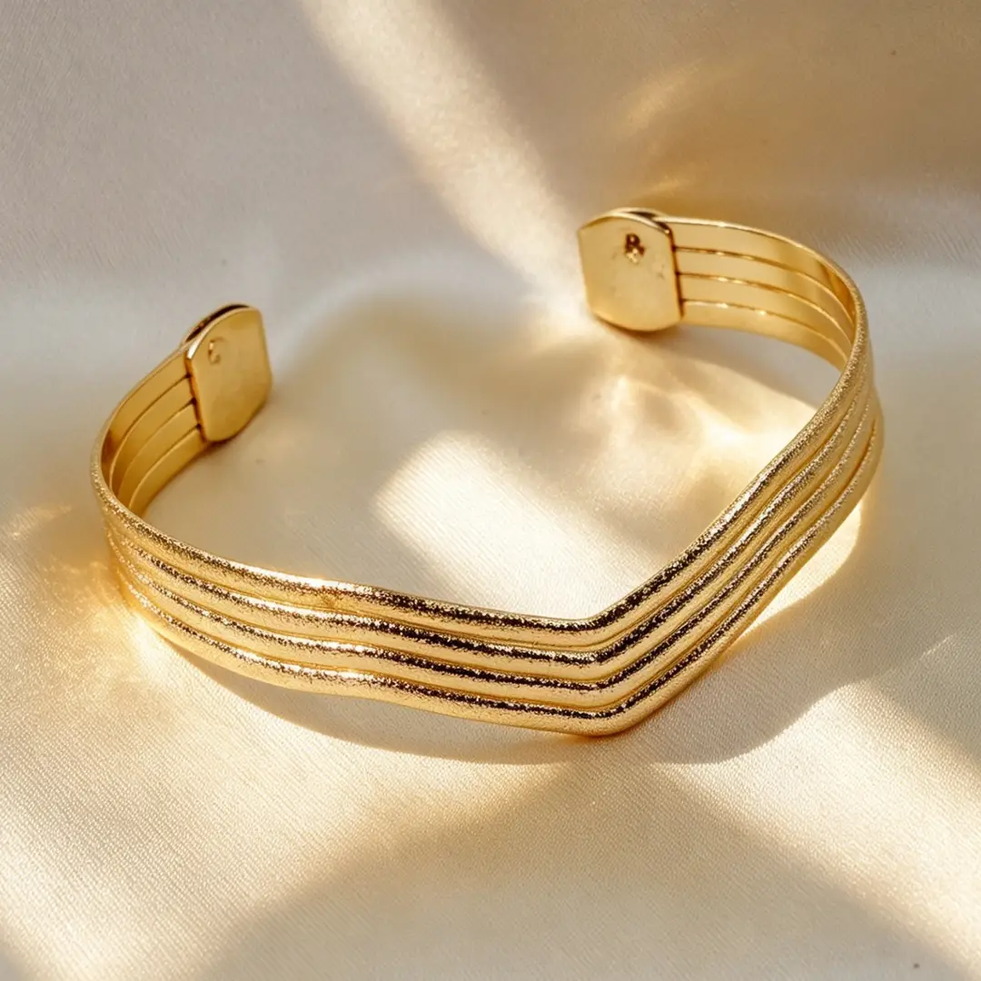 Hollow Wave-Shaped Korean-Style Multi-Layer Metal Arm Bracelet, European and American Cross-Border Minimalist Style Bracelet, New Light Luxury Elegant Bracelet for Women