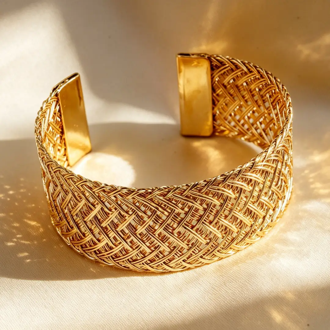 Hollow Wave-Shaped Korean-Style Multi-Layer Metal Arm Bracelet, European and American Cross-Border Minimalist Style Bracelet, New Light Luxury Elegant Bracelet for Women