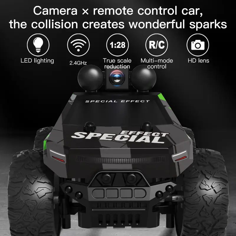 Cross-Border Hot-Selling 2.4g Remote Control Car with Aerial Photography, 1:28 Scale, App-Controlled High-Speed Drifting Off-Road Toy Climbing Car