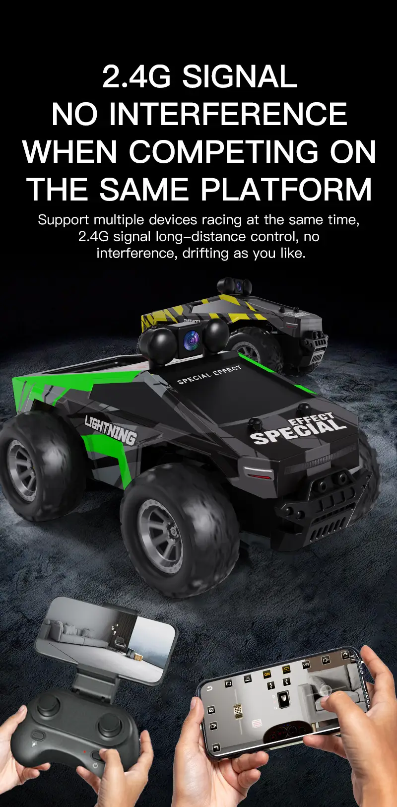 Cross-Border Hot-Selling 2.4g Remote Control Car with Aerial Photography, 1:28 Scale, App-Controlled High-Speed Drifting Off-Road Toy Climbing Car — feature 13