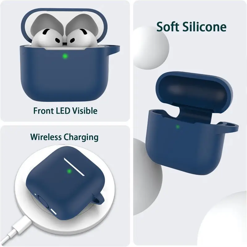 Suitable for AirPods 4Th Generation Silicone Protective Case Apple 4Th Generation Simple Solid Color Anti-Scratch Bluetooth Earphone Soft Case — feature 3