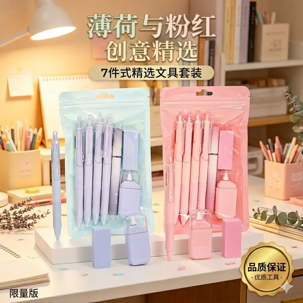 Cross-Border Cute Stationery Set 7-Piece Gift Pack High-Value Stationery Gift for Elementary School Students Graduation Children's Day Learning Stationery Gift