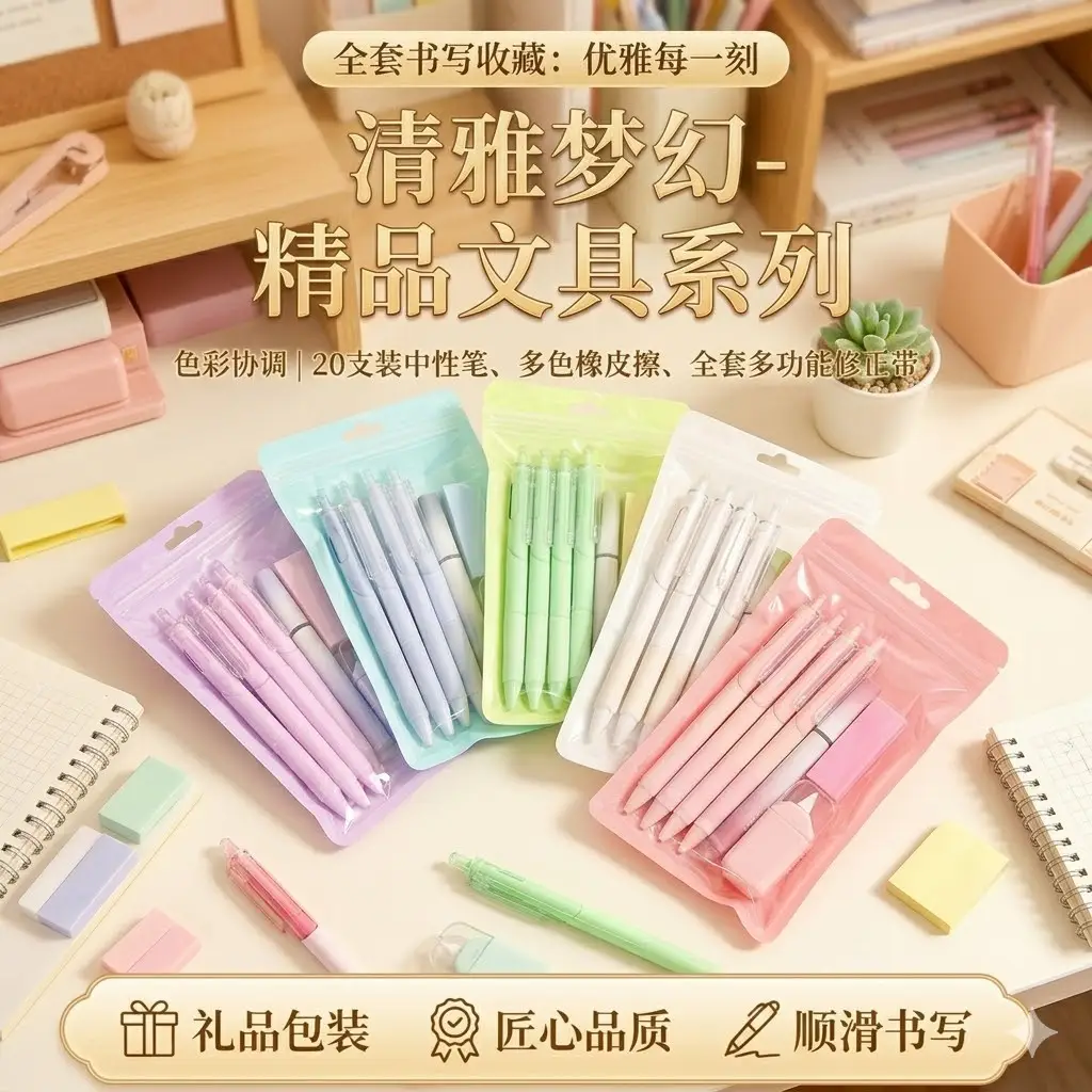 Cross-Border Cute Stationery Set 7-Piece Gift Pack High-Value Stationery Gift for Elementary School Students Graduation Children's Day Learning Stationery Gift