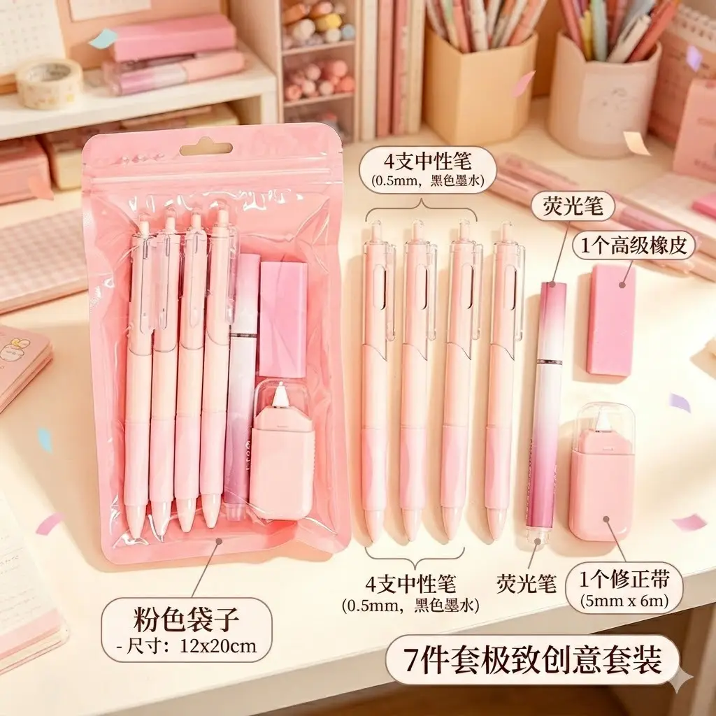 Cross-Border Cute Stationery Set 7-Piece Gift Pack High-Value Stationery Gift for Elementary School Students Graduation Children's Day Learning Stationery Gift — feature 15