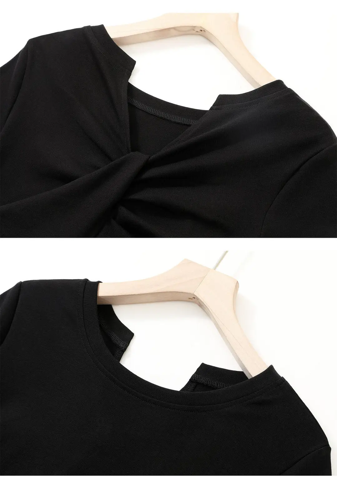 Black French-Style Off-Shoulder Crop Top for Women, Summer V-Neck Slim-Fit T-Shirt, Unique Short-Sleeve Design Women's T-Shirt — feature 14