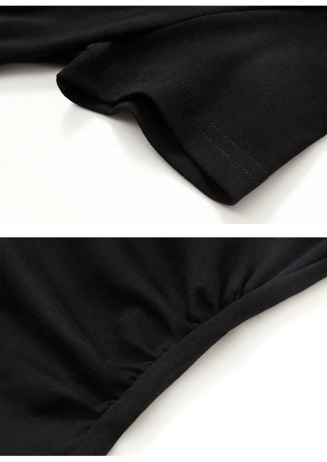 Black French-Style Off-Shoulder Crop Top for Women, Summer V-Neck Slim-Fit T-Shirt, Unique Short-Sleeve Design Women's T-Shirt — feature 15