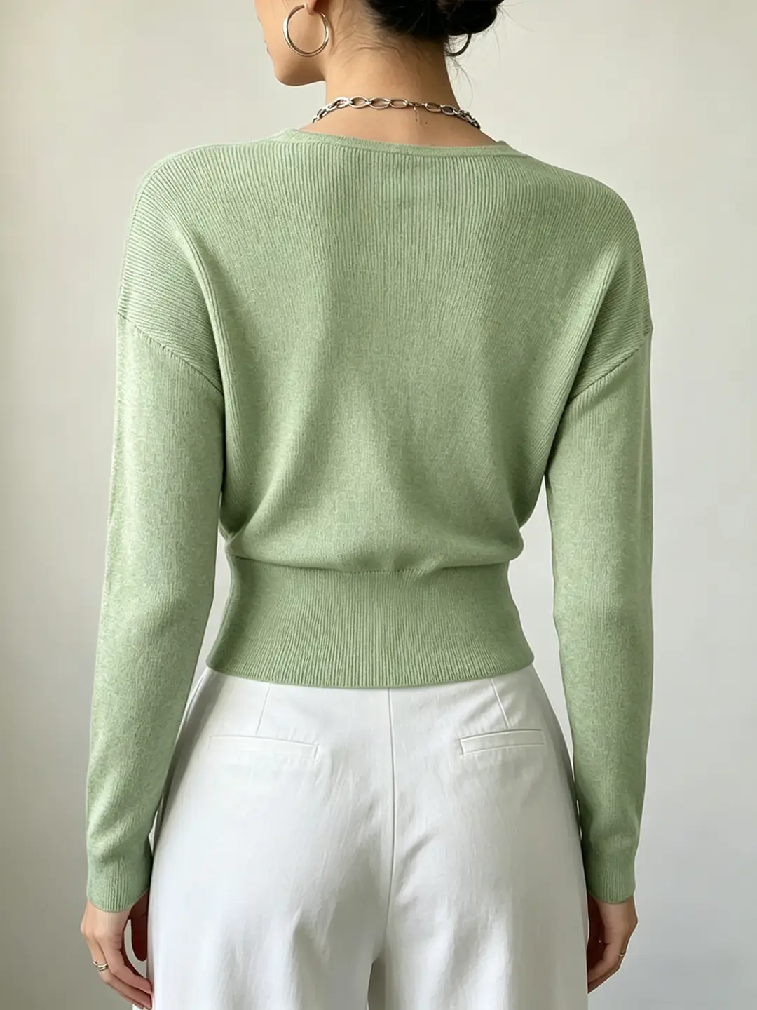 Cross-Border Popular Women's Knitwear, Long-Sleeved, Solid Color, Fashionable, Cross-Neck, Waist-Cinching Design, Simple and Flattering — feature 34