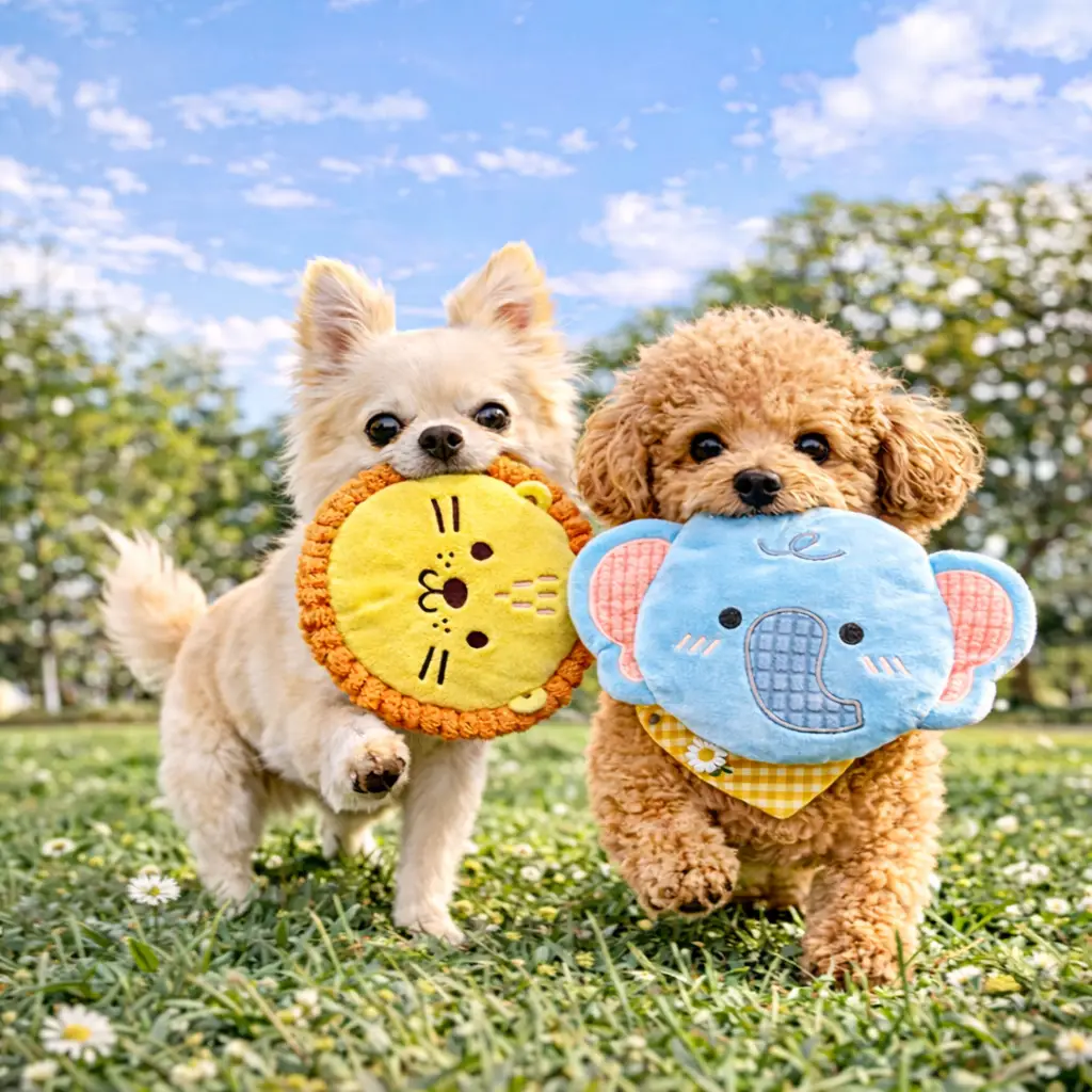 Pet Plush Frisbee Dog Toy with Squeaky Paper Sound, Cute Interactive Teething-Resistant Training Toy