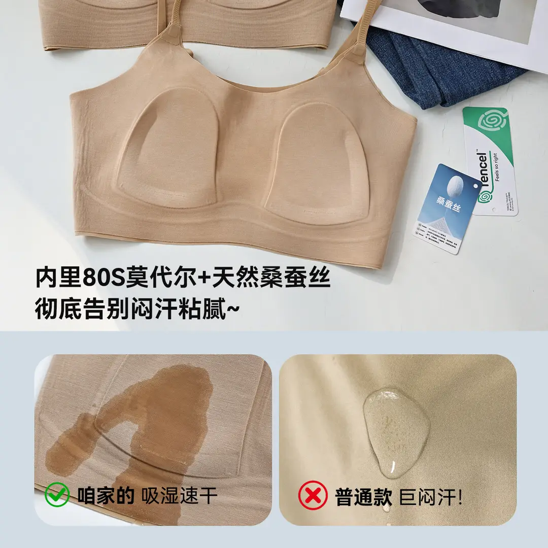 Modal Silk Seamless Underwear for Women, Summer Thin Style, Minimizes Large Bust, Gathers Side Breasts, Invisible Bra, Beautiful Back Bra