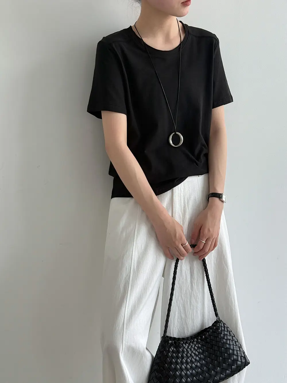 Luxi Korean-Style Versatile Straight-Shoulder Loose T-Shirt for Women 2026 Summer New Slim-Fit Commuter Short-Sleeve Top 21057