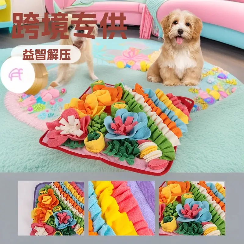 Sniffing Mat for Small Dogs to Hide Treats and Toys, Energy-Consuming Pet Slow Feeder, Food-Dispensing Puzzle Mat, Enrichment for Cats, Sniffing Blanket