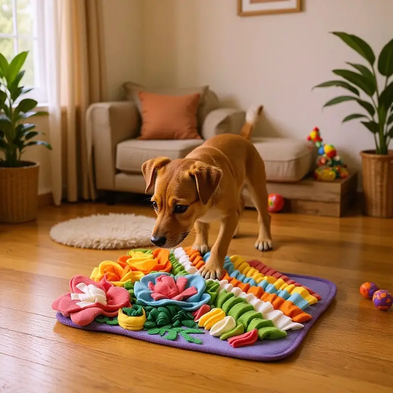 Sniffing Mat for Small Dogs to Hide Treats and Toys, Energy-Consuming Pet Slow Feeder, Food-Dispensing Puzzle Mat, Enrichment for Cats, Sniffing Blanket — feature 4
